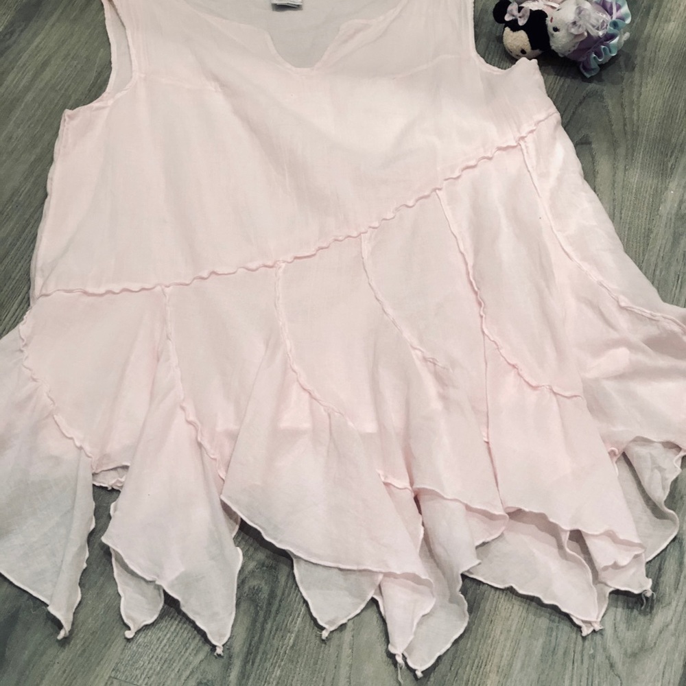 Luna Luz Petal Pink Tunic Top- Handkerchief Hem - Picture 2 of 7